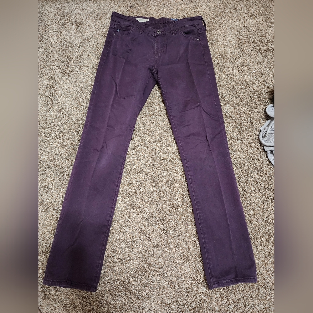 Ag Adriano Goldschmied Deep Purple Mid-Rise Cigarette Jeans Size 25R